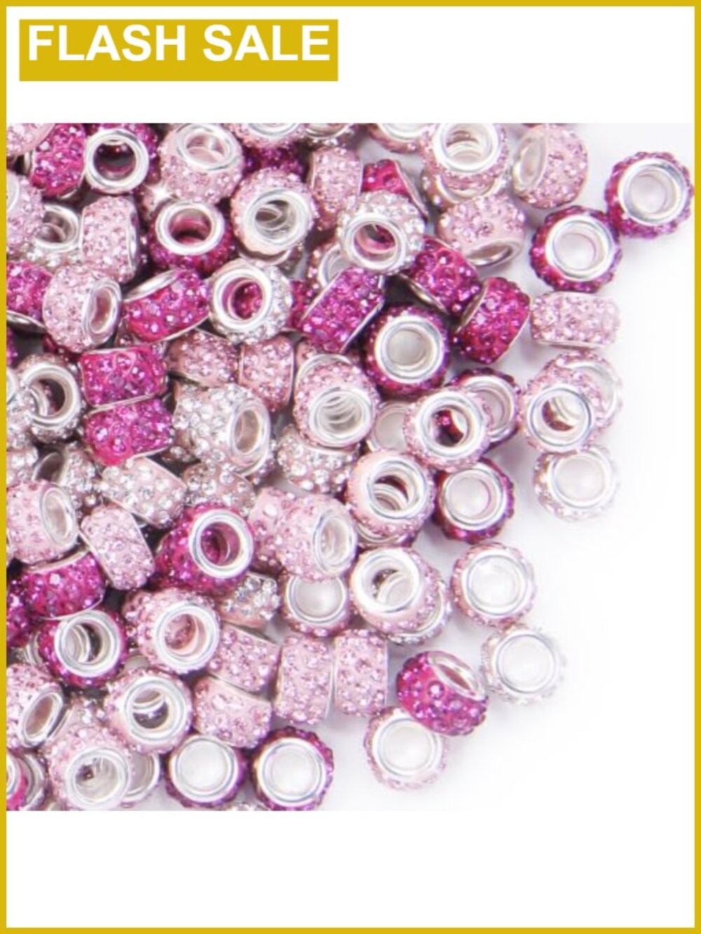 Rhinestone Large Hole Beads DIY Jewelry Making Spacer Beads 52 Pcs